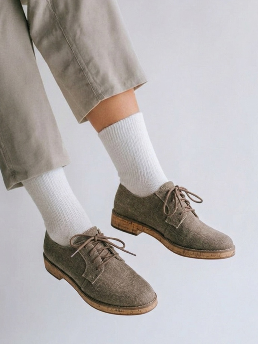 14th & union sneakers size 8‎ tan fabric cork Lace up